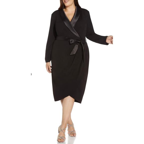 Adrianna Papell Dresses & Skirts - Adrianna Papell Crepe Tuxedo Surplice Dress 24W, Black | NEW $169